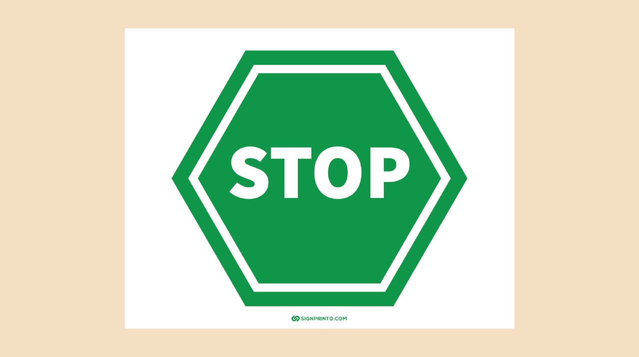 Green Stop Sign Hand Symbol -FREE printable PDF