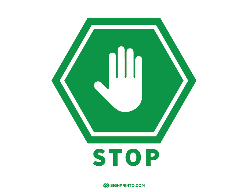 Green Stop Sign Hand Symbol -FREE printable PDF