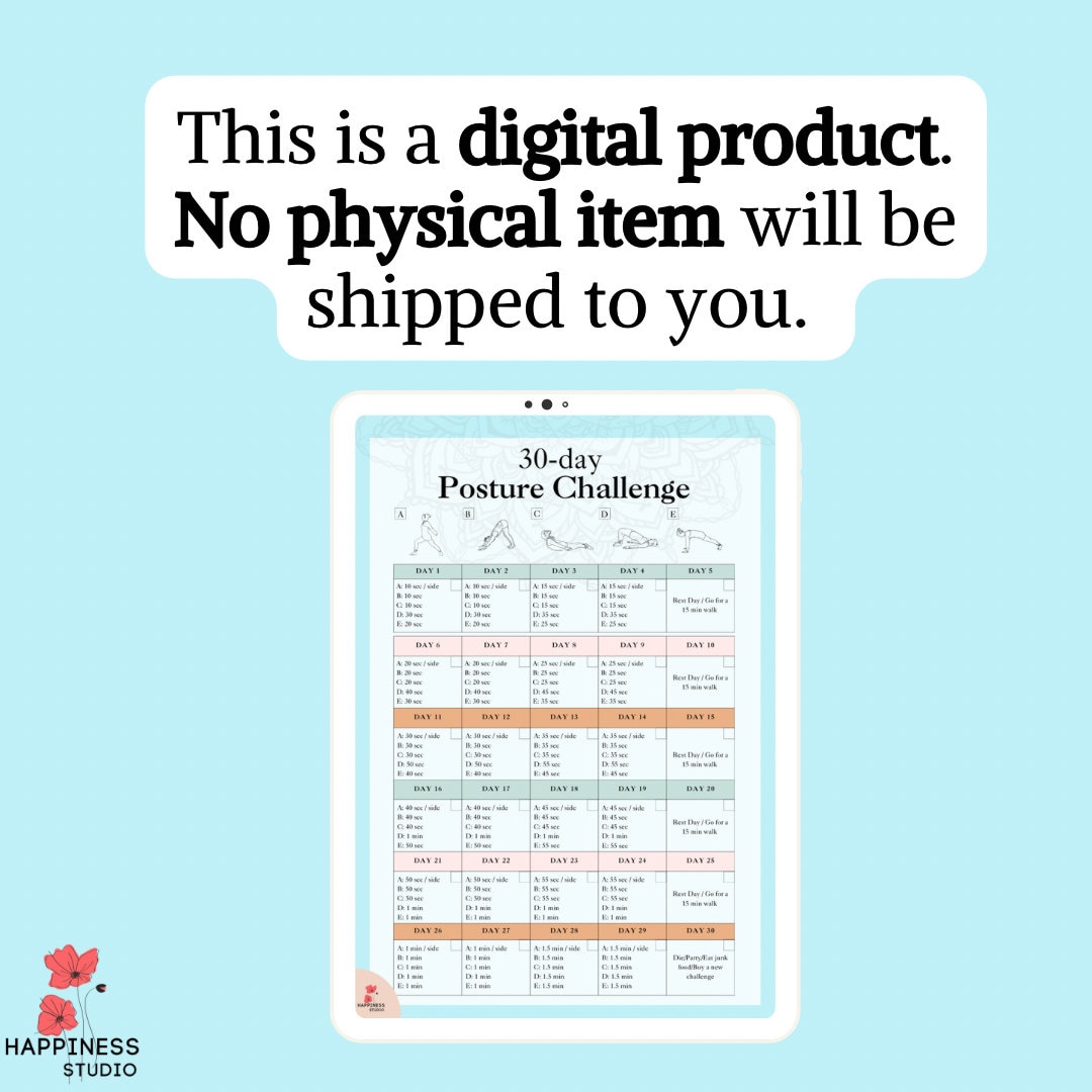 30-day Posture Challenge - Yoga Routine - Fitness Plan - Strong Back ...